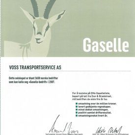 Voss Transportservice er en Gaselle Bedrift. 
